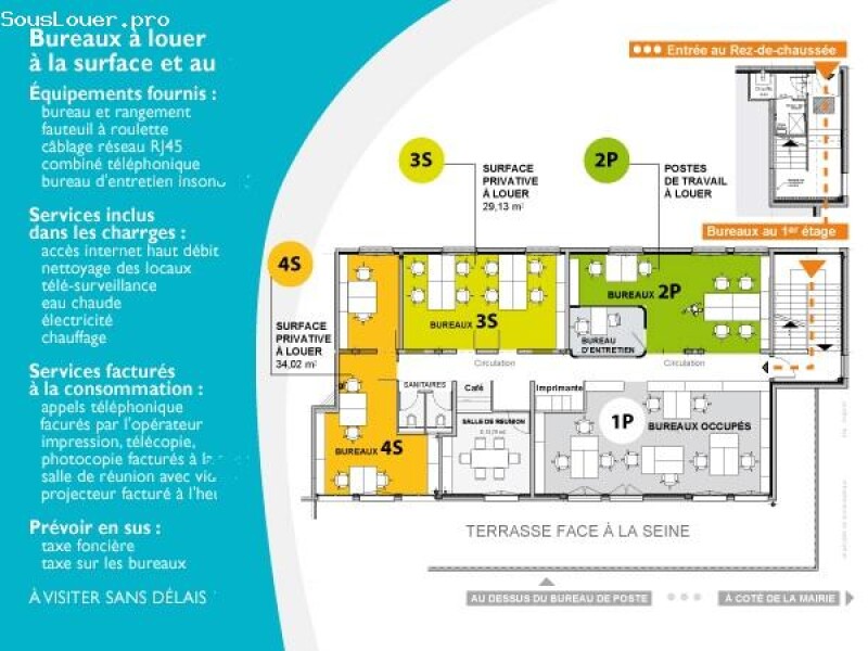 Bureaux équipés et meublés